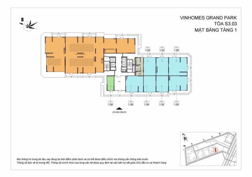 Mặt Bằng Shophouse Vinhomes Grand Park Quận 9 Tòa S3.03 Tầng 1